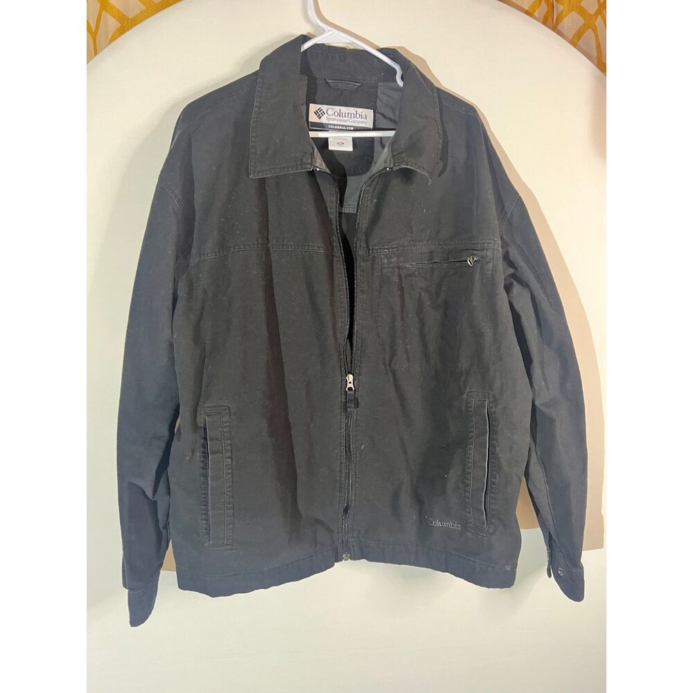 Columbia Sportswear Jacket Mens XXL Black Cotton Canvas Workwear Full Zip Coat
